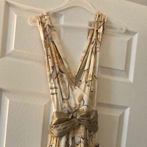 Silk cream tone moth & floral print dress, Arden B., size small